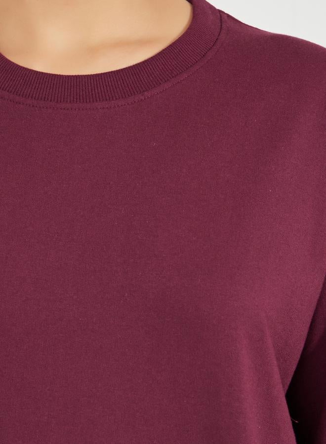 ستايلي سويت شيرت سادة طويل بقصة فضفاضة - Image 3