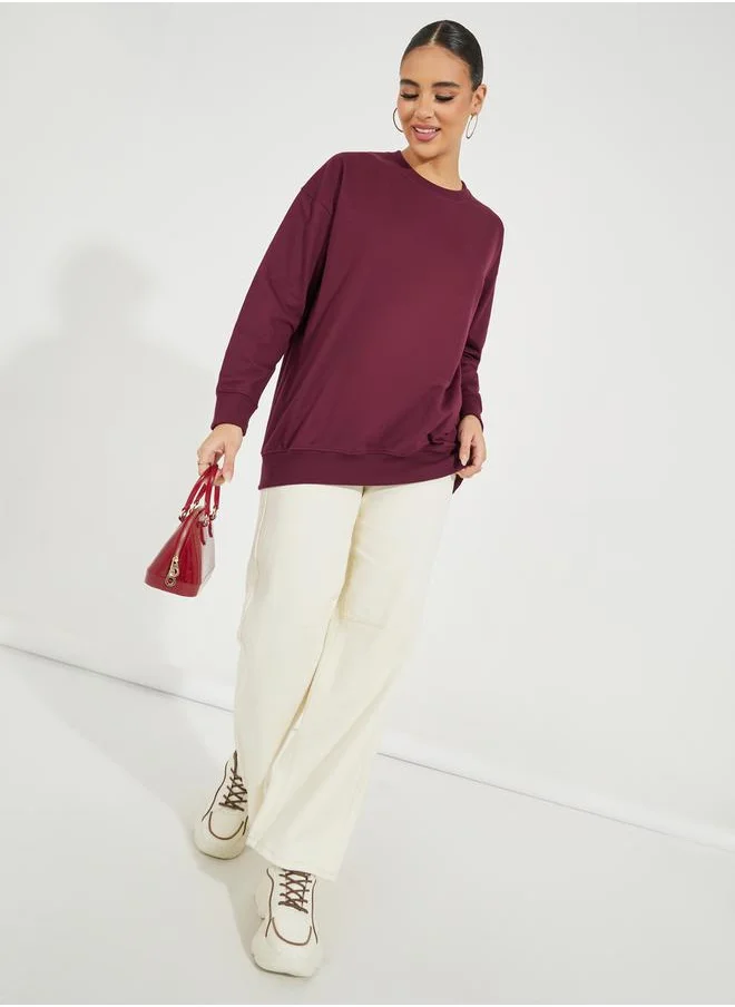 Styli Oversized Solid Longline Sweatshirt