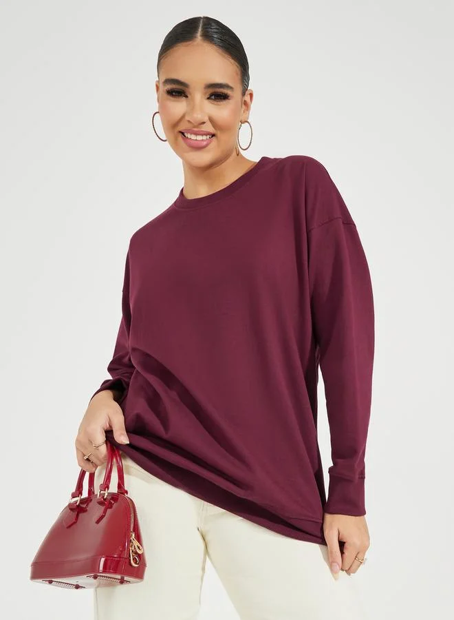 Styli Oversized Solid Longline Sweatshirt
