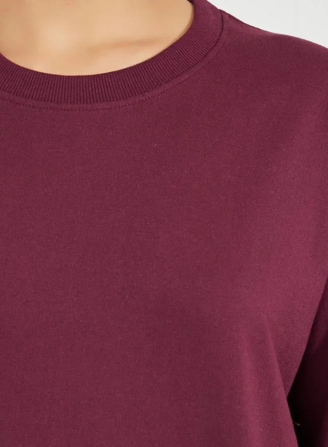 Styli  Oversized Solid Longline Sweatshirt for Women | Best Price UAE