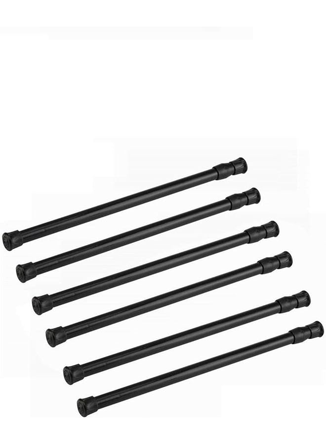 The Bros Cupboard Bars Tension Rods, 6 Pack Spring Tensions Rods Steel Adjustable Tension Curtain Rod Closet Rod Window Rods (Black, 11.8-20 Inches) - Image 1