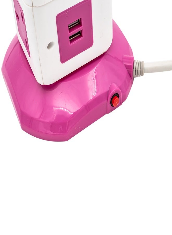 مقبس تمديد ب16 اتجاه مع منفذ USB وردي/أبيض 3متر - Image 2