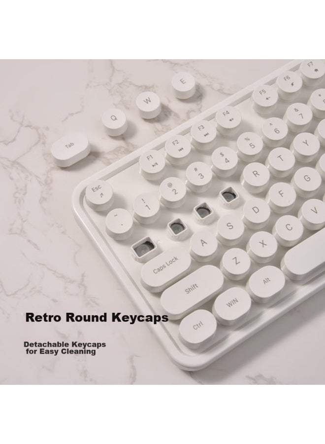 Mofii Sweet Wireless Retro Punk Keyboard And Mouse Set, Office Keyboard And Mouse Set, Mouse, Computer Keyboard, Laptop Keyboard, White - Image 2