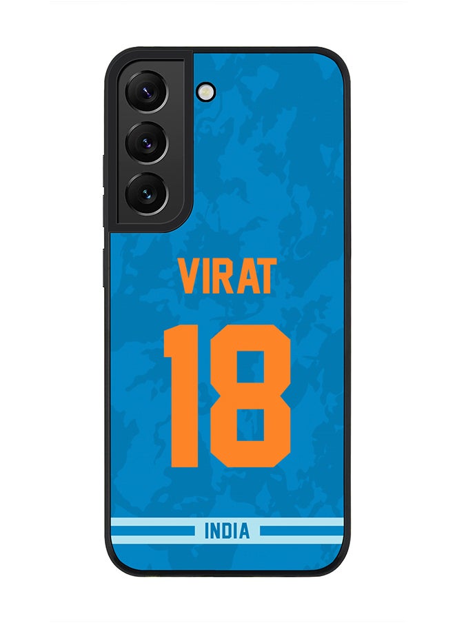 Stylizedd - Rugged Black Edge Case for Samsung Galaxy S21 FE 5G, Slim fit Soft Case Flexible thin Cover - Player Name - Virat Kohli, Jersey Number- 18 - Image 1