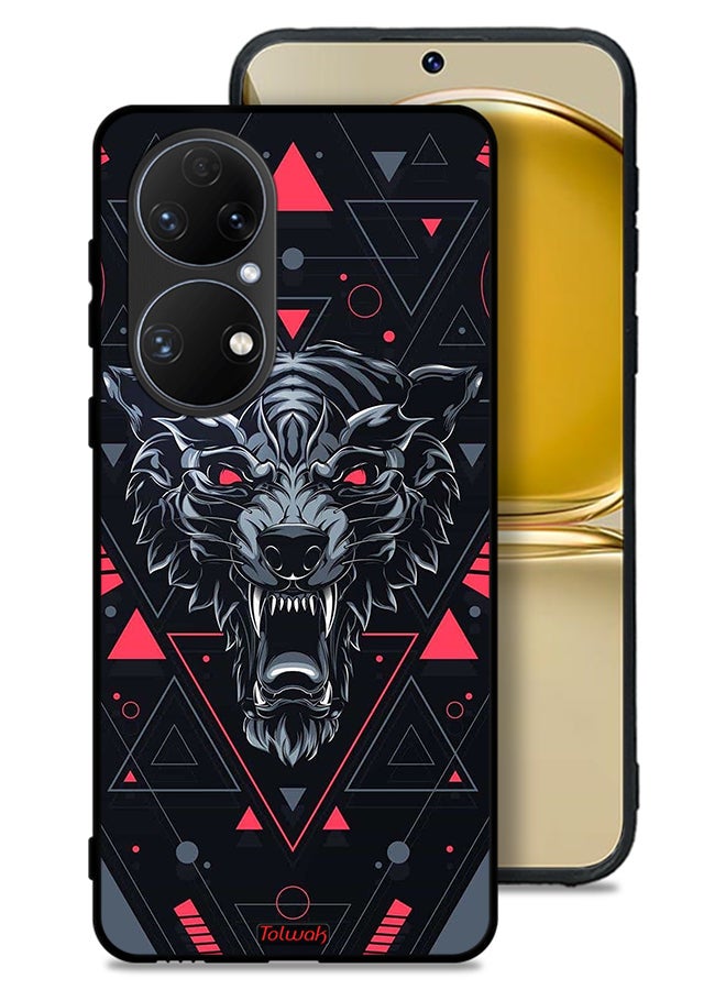 Tolwak Huawei P50 Protective Case Cover Scrolling Wolf - Image 1