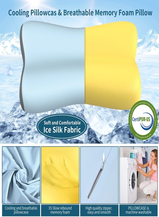 Polovo Cervical Neck Pillow, Contour Memory Foam Pillows for Neck Pain Relief, Ergonomic Pillow for Sleeping, Orthopedic Bed Pillow Neck Support Pillow for Side Back Stomach Sleepers with Cooling Pillowcase - Image 2