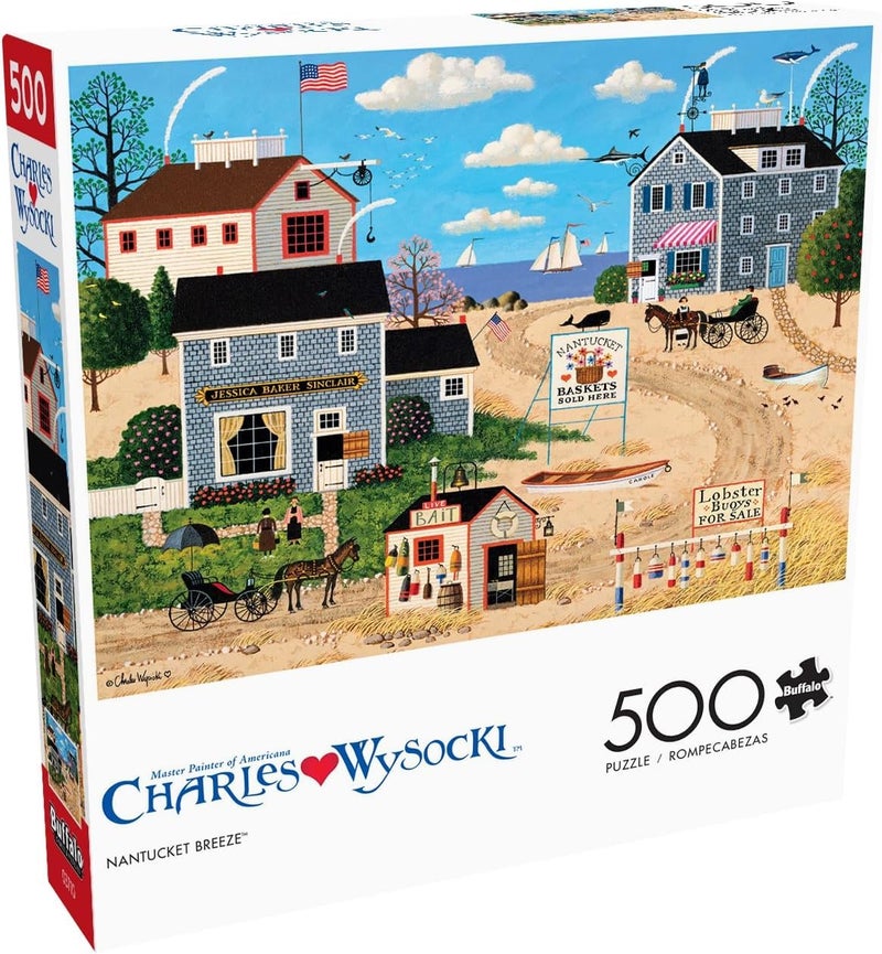 Buffalo Games - Charles Wysocki - Nantucket Breeze - 500 Piece Jigsaw Puzzle for Adults -Challenging Puzzle Perfect for Game Nights - Finished Size is 21.25 x 15.00 - Image 1