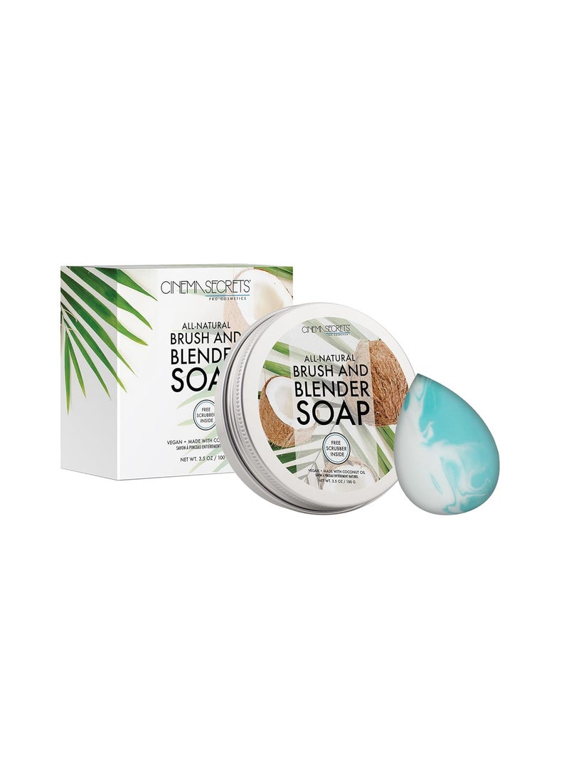 Cinema Secrets CINEMA SECRETS All Natural Vegan Brush Soap & Blender Bundle, coconut oil based, scrubber included. 