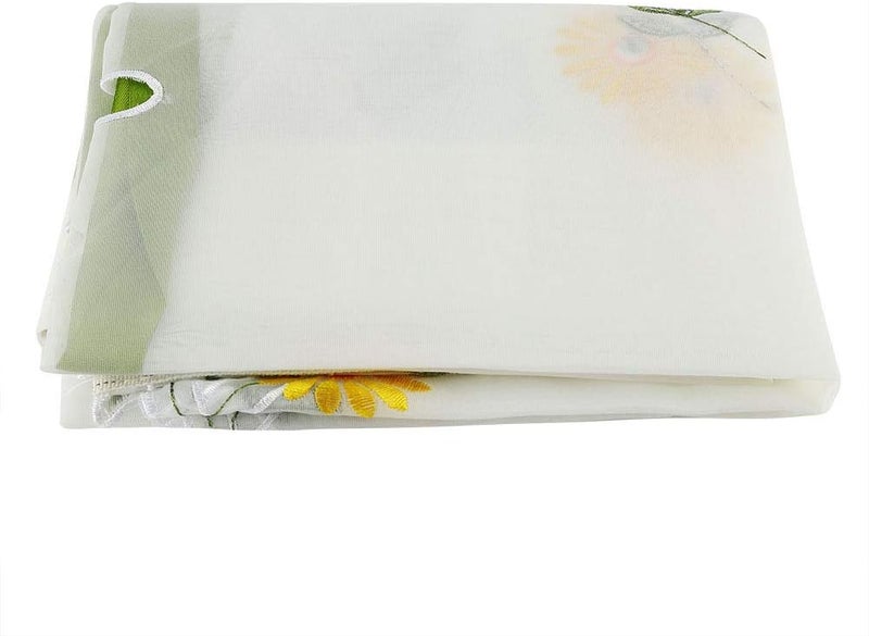 Tulle Yarn Screen Curtains, Sheer Drape with Chrysanthemum Print, 80x150cm, Yellow - Roman Blinds Style, Fadeless Design, Living Room Window Decor (80 * 100cm) - Image 1