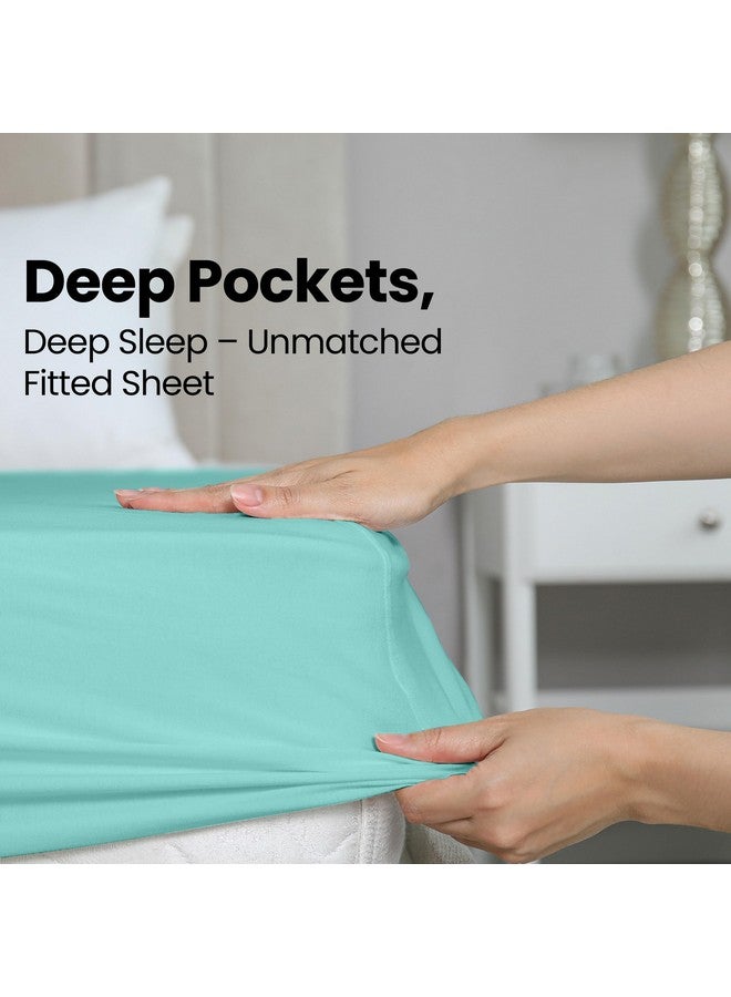 Utopia Bedding Full Fitted Sheet - Bottom Sheet - Deep Pocket - Soft Microfiber - Shrinkage and Fade Resistant - Easy Care -1 Fitted Sheet Only (Spa Blue) - Image 5