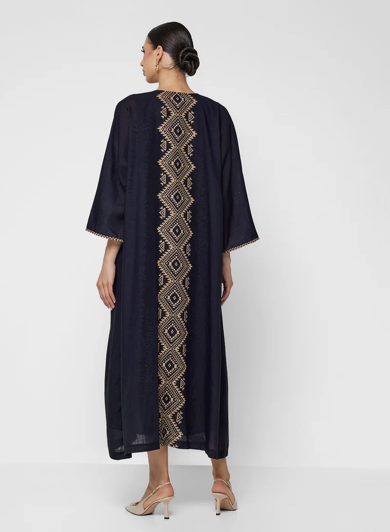 خزانة Abaya With Print Border