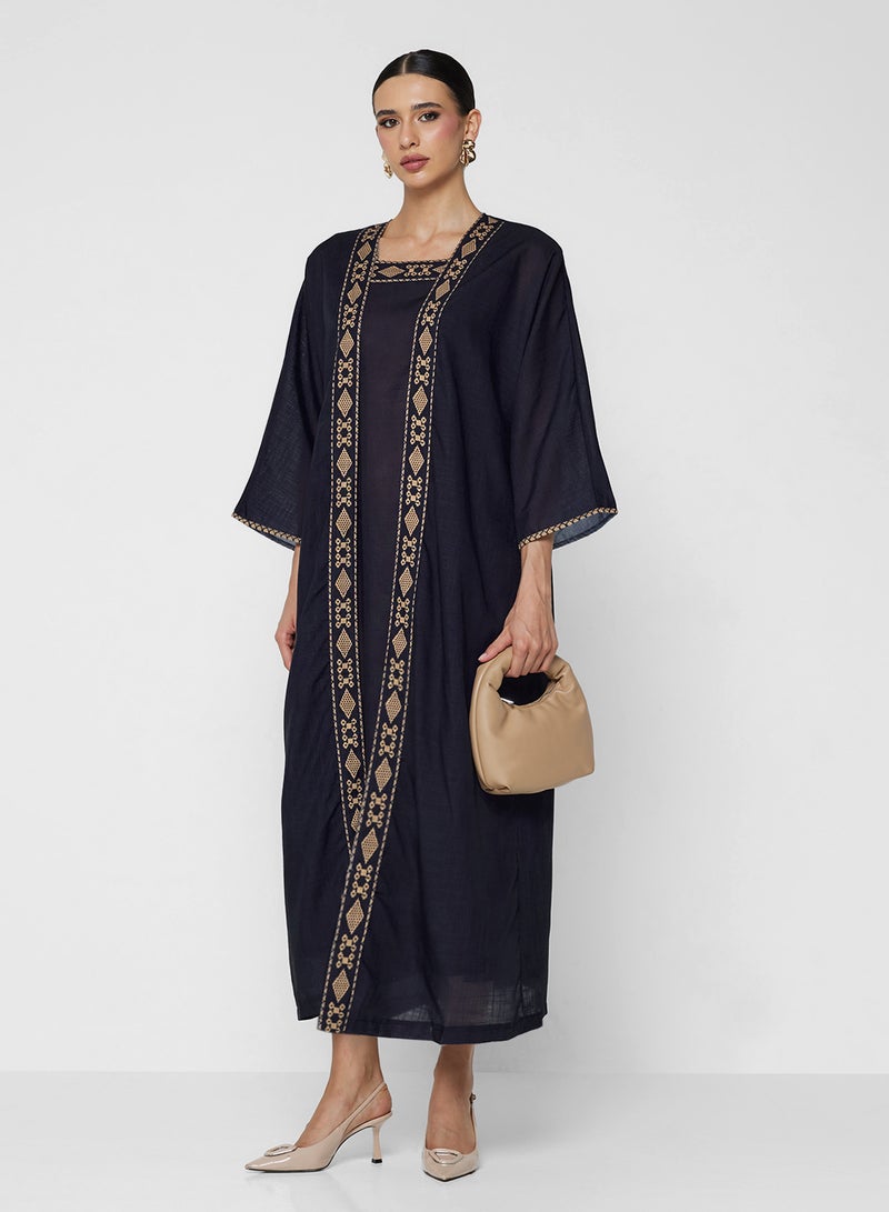 Khizana Abaya With Print Border - Image 1