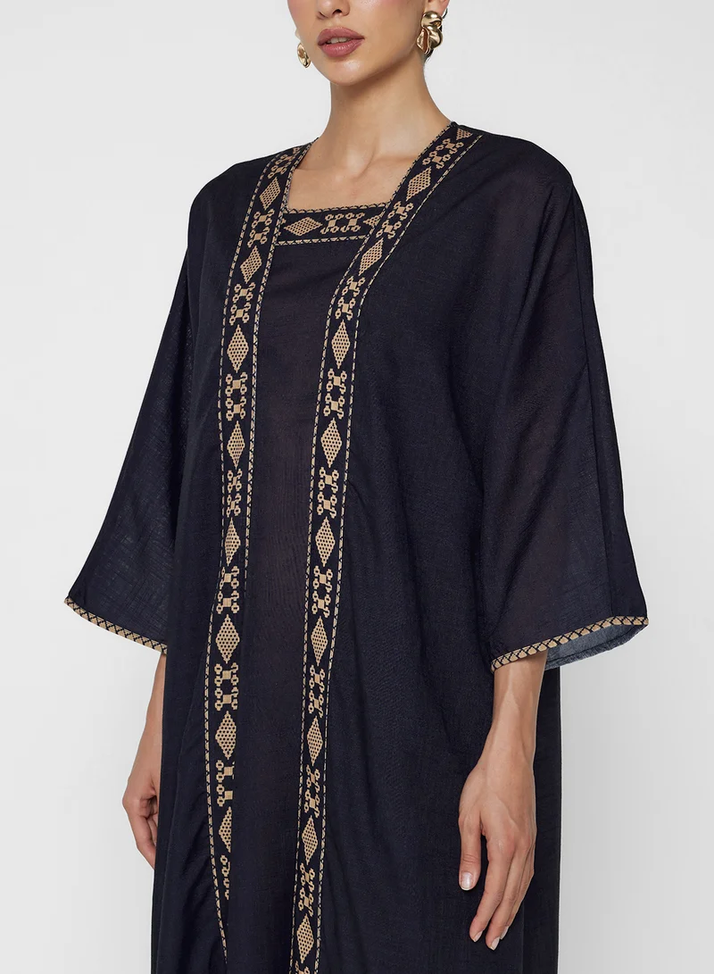 Khizana Abaya With Print Border