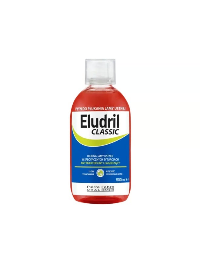 Eludril Classic Antibacterial and Soothing Mouthwash 500ml - Image 1
