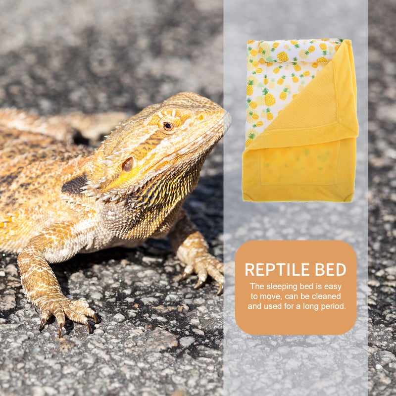 Reptile Sleeping Cushion Reptile Sleeping Blanket with Pillow (Yellow) - Image 4