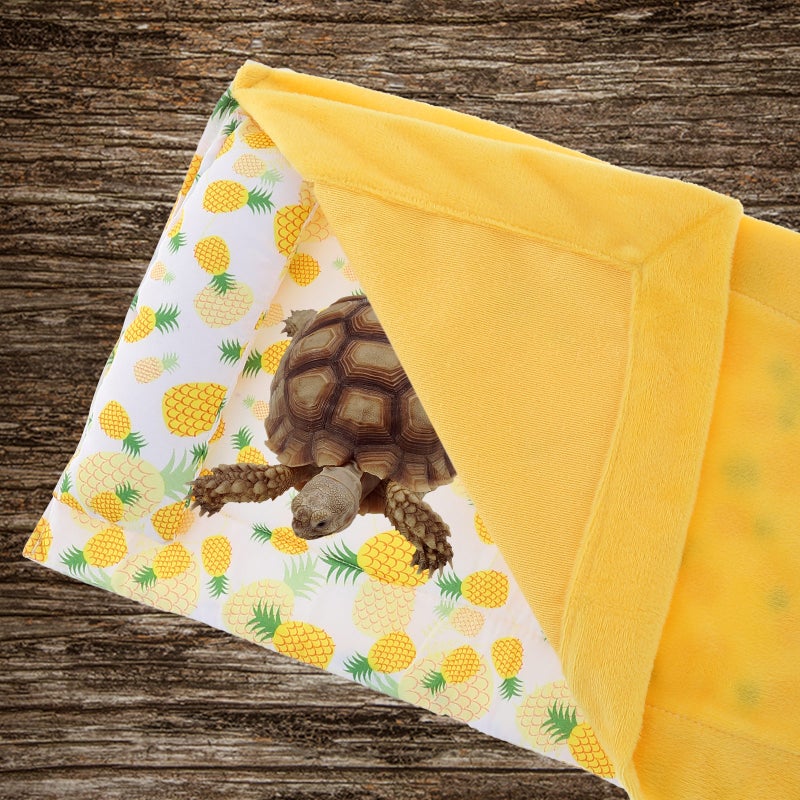 Reptile Sleeping Cushion Reptile Sleeping Blanket with Pillow (Yellow) - Image 3