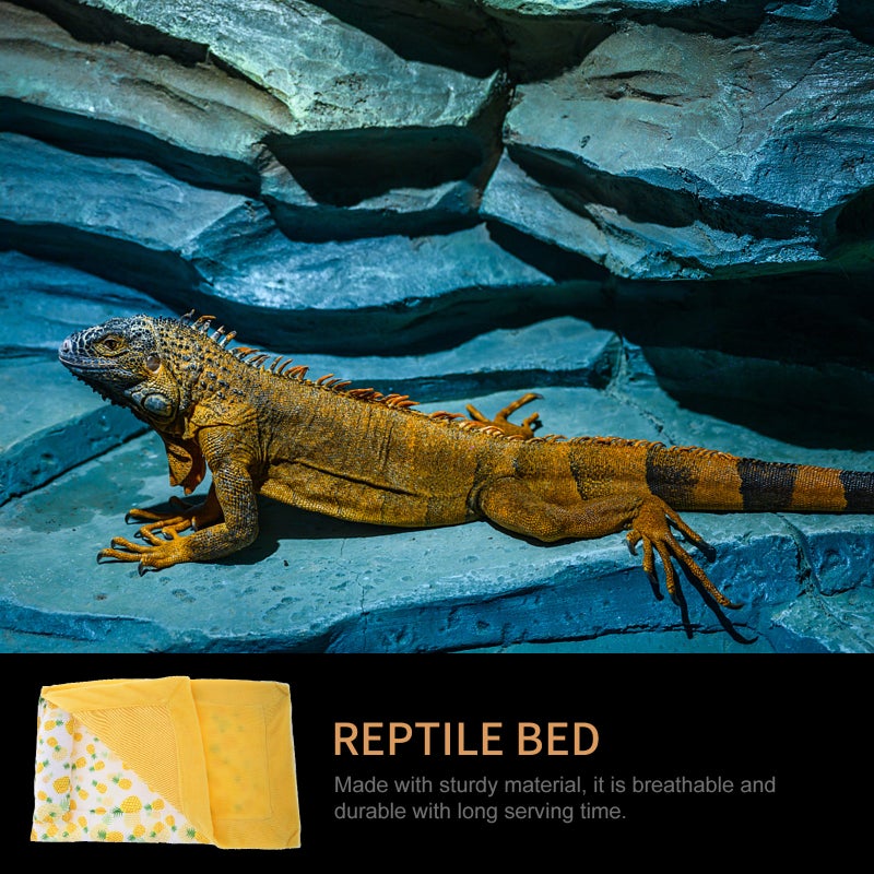 Reptile Sleeping Cushion Reptile Sleeping Blanket with Pillow (Yellow) - Image 5