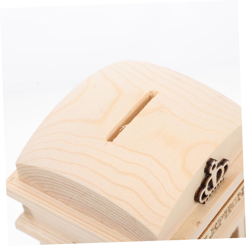 Wooden Telephone Booth Coin Bank Porcelain Money Jar Storage Box For Adults - Image 4