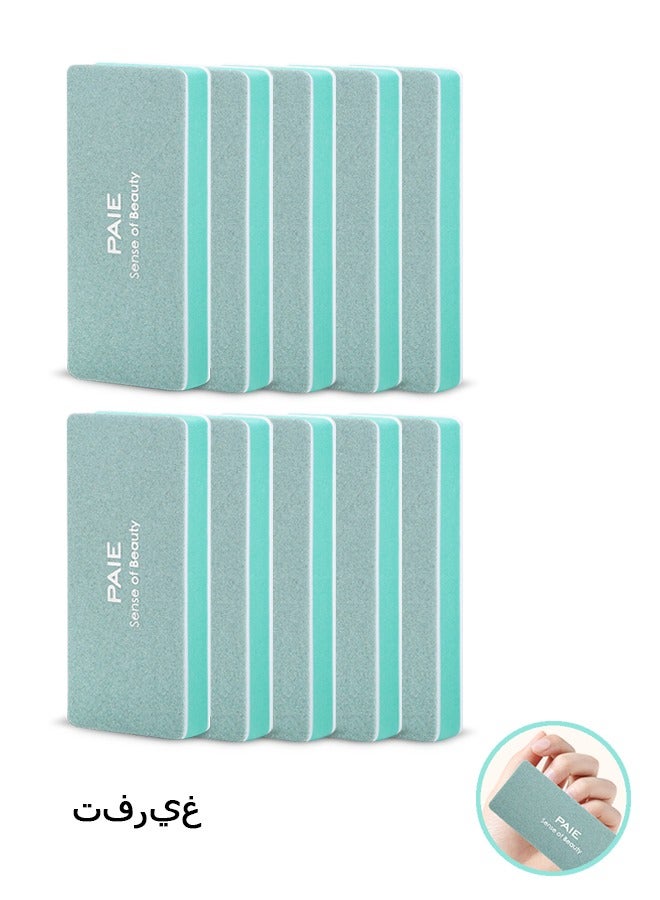10 Pcs Manicure Nail File, Double Sided Nail Buffers Blocks Set, Nail Buffers Sanding Blocks for Acrylic Nails Gel Polish Nails (Green) - Image 1