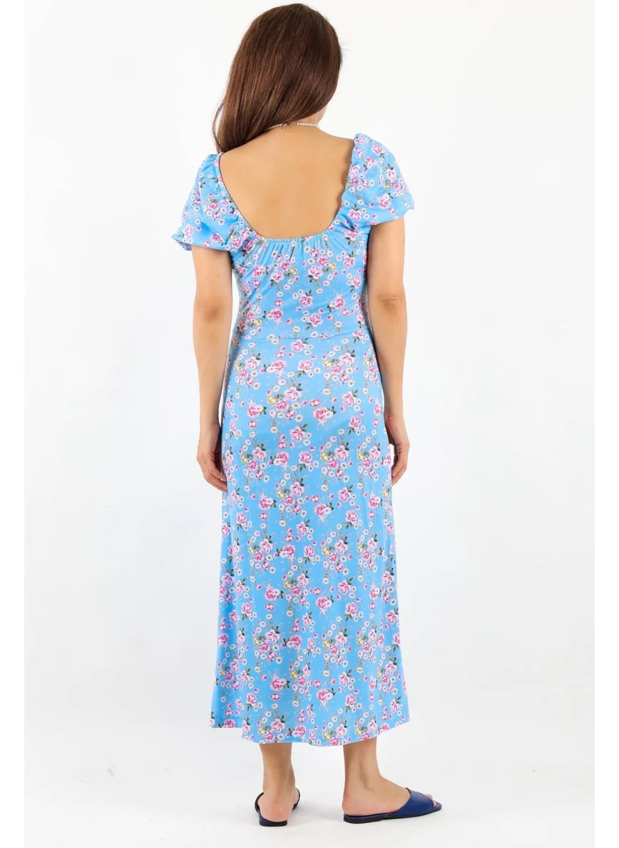Ritnice Women's Gardenia Blue Floral Dress