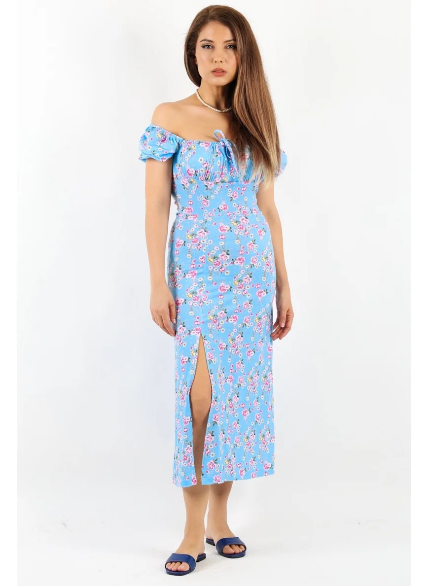 Ritnice Women's Gardenia Blue Floral Dress