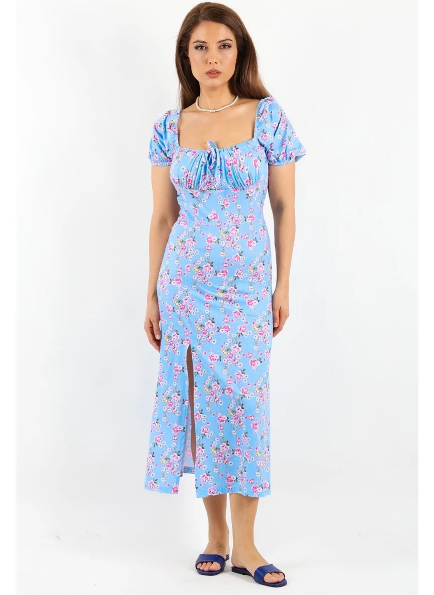 Ritnice Women's Gardenia Blue Floral Dress