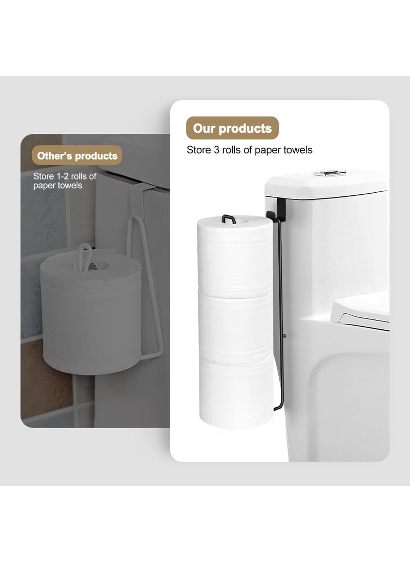 Mivvosakuki Black Bathroom Toilet Paper Roll Holder for 3 Roll Tissue  Brushed Nickel Over The Tank Toilet Paper Holder Self Adhesive Toilet Paper Storage Wall Mount Stainless Steel Toliet Paper Holder(1 Pcs)  - Image 3