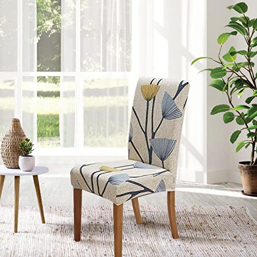 SPRINGRICO Chair Covers for Dining Room 6 Pack, Stretch Dining Chair Cover, Washable Spandex Kitchen Parsons Chair Slipcovers, Removable Seat Protector for Home or Party (6 Pack, Floral Bloom) - Image 3