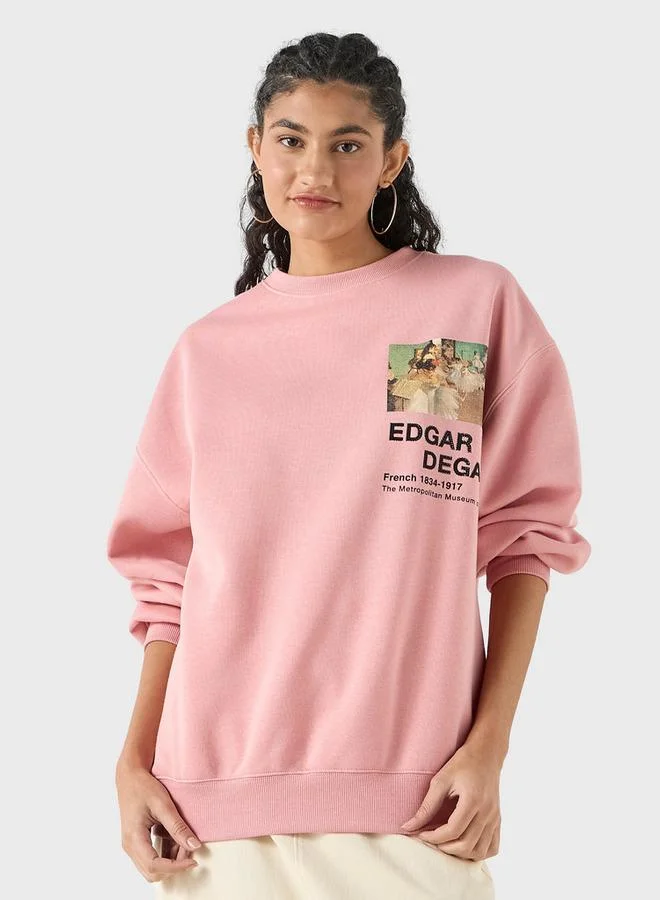 Edgar Degas Print Sweatshirt with Long Sleeves and Crew Neck
