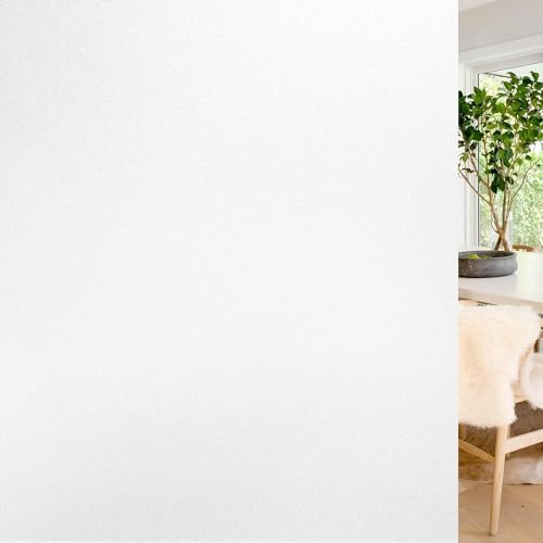 WALLTON Privacy Vinyl Frosted Window Film Glass Sticker Self-Adhesive Film Tint Wallpaper Opaque Sheet for Glass Privacy Cover Window, Door, Office, Home.| Anti-UV. (16x36 Inch, White Frost) - Image 1