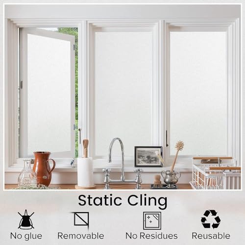 WALLTON Privacy Vinyl Frosted Window Film Glass Sticker Self-Adhesive Film Tint Wallpaper Opaque Sheet for Glass Privacy Cover Window, Door, Office, Home.| Anti-UV. (16x36 Inch, White Frost) - Image 3