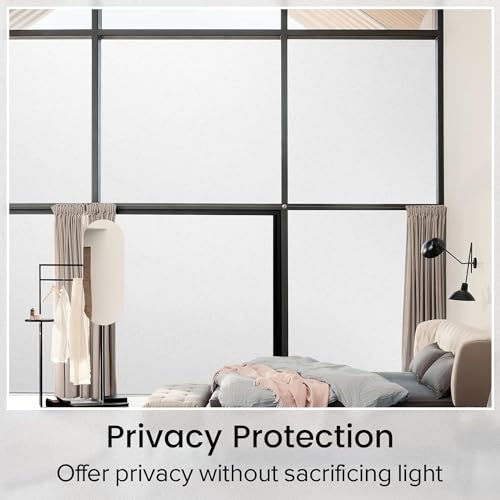 WALLTON Privacy Vinyl Frosted Window Film Glass Sticker Self-Adhesive Film Tint Wallpaper Opaque Sheet for Glass Privacy Cover Window, Door, Office, Home.| Anti-UV. (16x36 Inch, White Frost) - Image 2