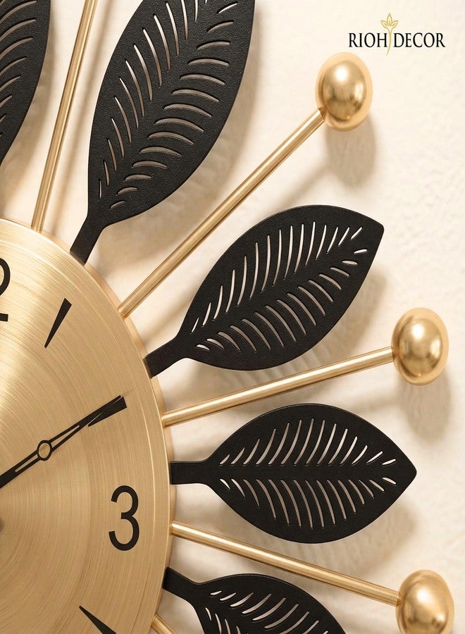 RIOH Decor 60 CM Large Metal Wall Clock for Living Room, Modern Black & Gold Sunburst Design Silent Non-Ticking Wall Clock for Home, Office & Bedroom Decor - Image 5