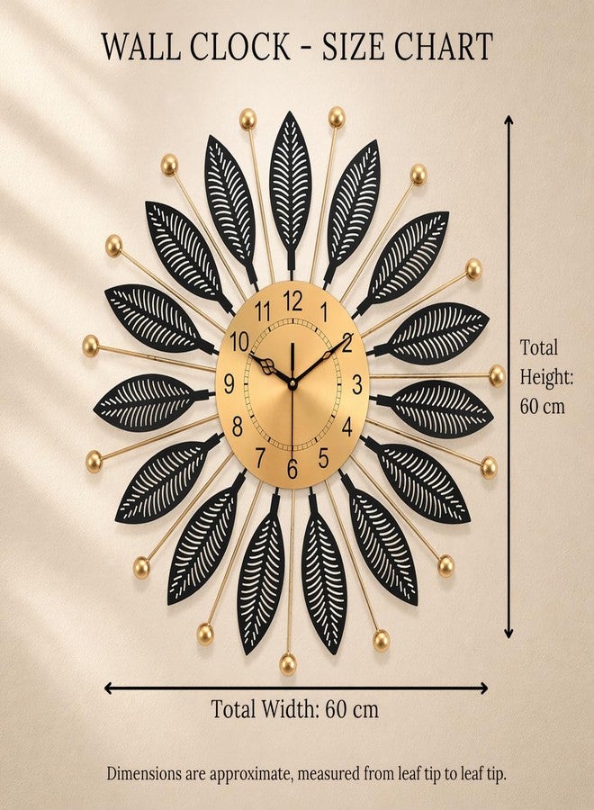 RIOH Decor 60 CM Large Metal Wall Clock for Living Room, Modern Black & Gold Sunburst Design Silent Non-Ticking Wall Clock for Home, Office & Bedroom Decor - Image 4