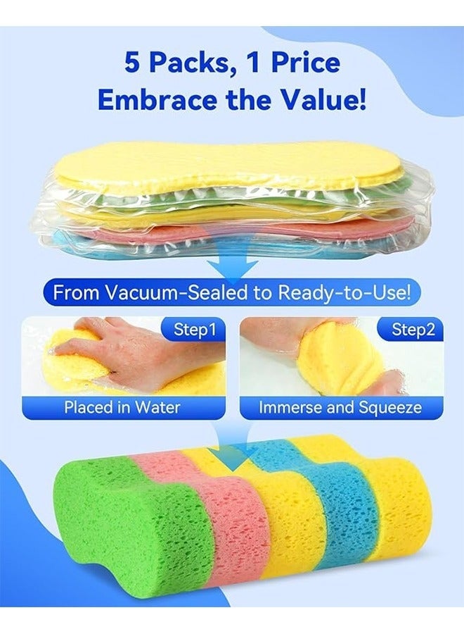 5PCS Car Wash Sponge, Large Multi Use Sponges for Cleaning,High Foam Scrubber Kit, Sponges for Dishes, Tile, Bike, Boat, Easy Grip Sponge for Kitchen, Bathroom, Household Cleaning（Random Color） - Image 2