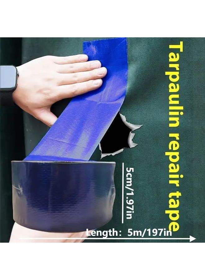 Heavy Duty Fiberglass Repair Tape 5cm x 5m Blue Waterproof Strong Adhesive for Tarps Tents Outdoor - Image 1