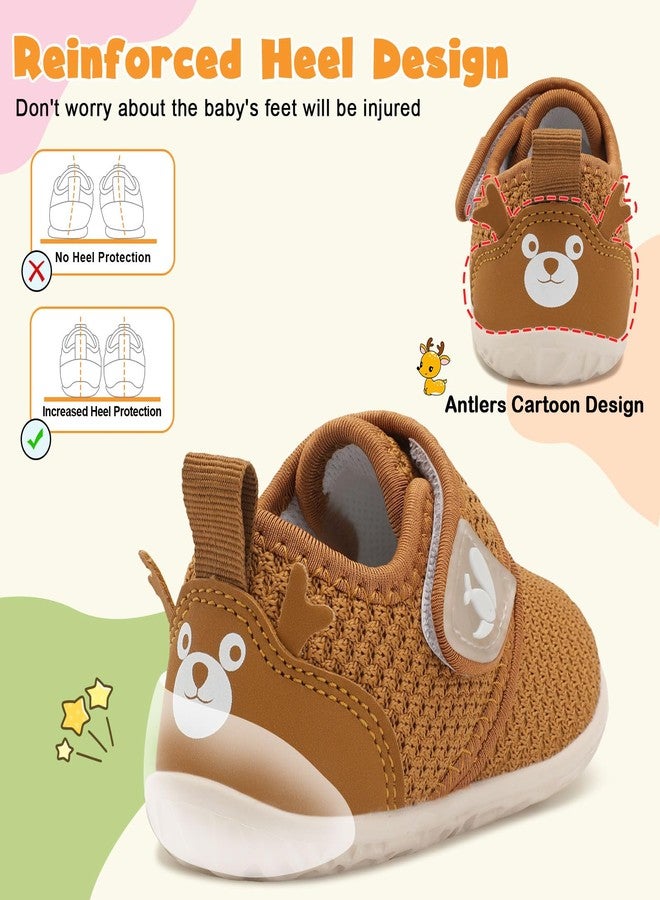 FEETCITY Baby Walking Shoes Barefoot Baby Shoes Infant Sneakers Newborn Crib Shoe Lightweight Flexible Slip On Shoe, Brown, 6-12 Months - Image 4