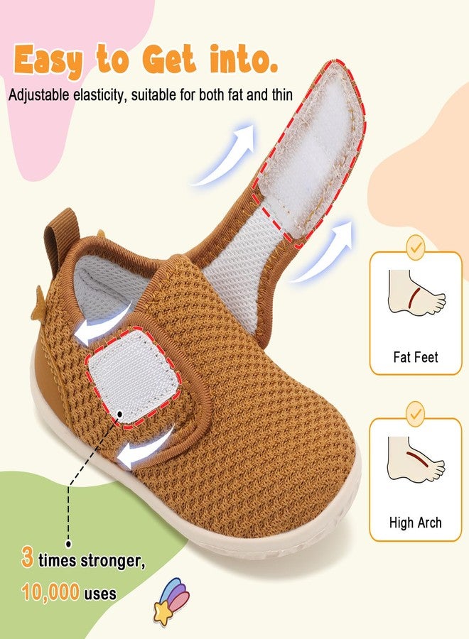 FEETCITY Baby Walking Shoes Barefoot Baby Shoes Infant Sneakers Newborn Crib Shoe Lightweight Flexible Slip On Shoe, Brown, 6-12 Months - Image 3