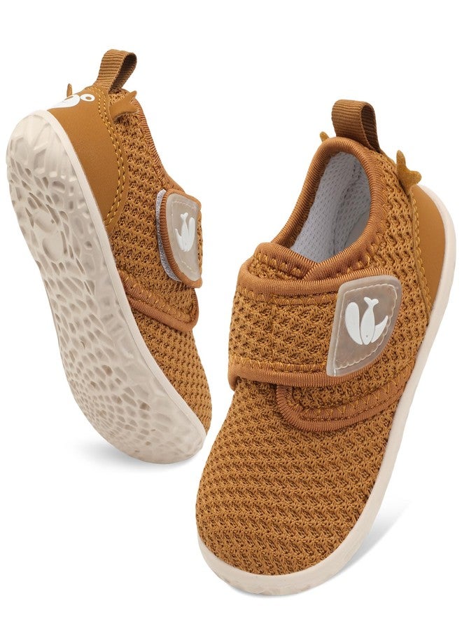FEETCITY Baby Walking Shoes Barefoot Baby Shoes Infant Sneakers Newborn Crib Shoe Lightweight Flexible Slip On Shoe, Brown, 6-12 Months - Image 1