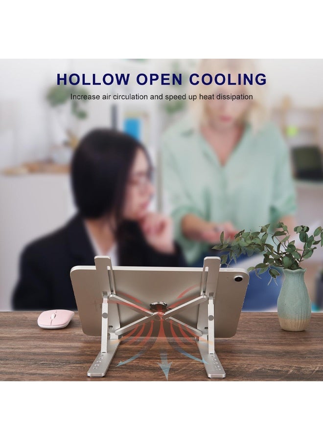 Ergonomic and Foldable Laptop Stand for Desk, Adjustable Riser, Fits All Laptops and Notebooks up to 17,Ultra-Thin,Ventilated Cooling,ABS+Silicone,Silver. - Image 5