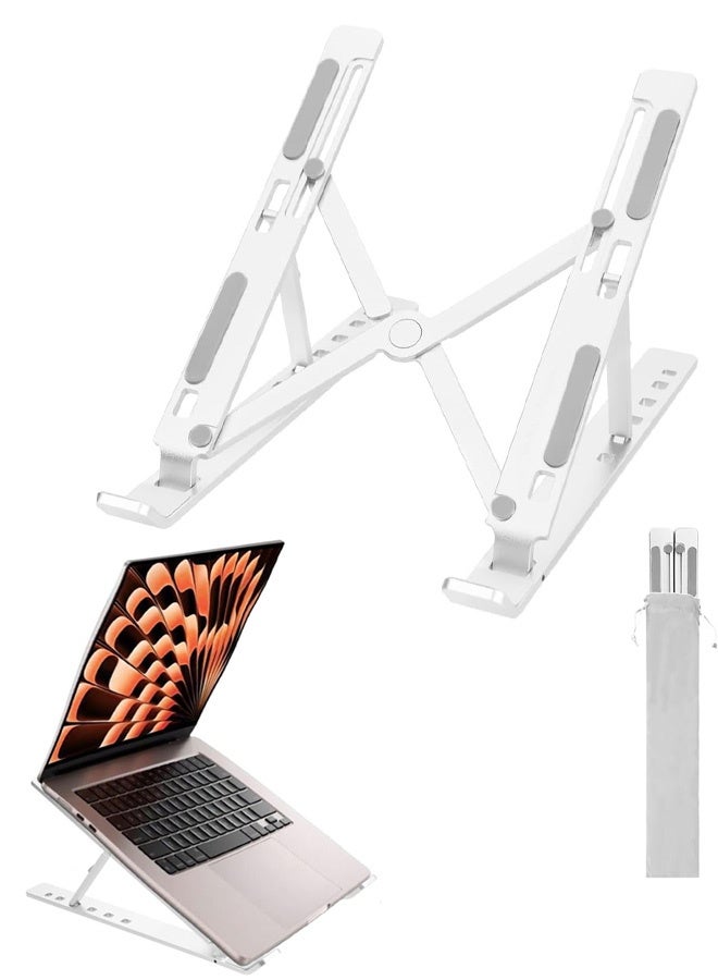 Ergonomic and Foldable Laptop Stand for Desk, Adjustable Riser, Fits All Laptops and Notebooks up to 17,Ultra-Thin,Ventilated Cooling,ABS+Silicone,Silver. - Image 1