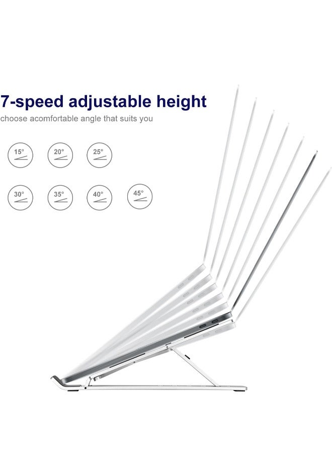 Ergonomic and Foldable Laptop Stand for Desk, Adjustable Riser, Fits All Laptops and Notebooks up to 17,Ultra-Thin,Ventilated Cooling,ABS+Silicone,Silver. - Image 2