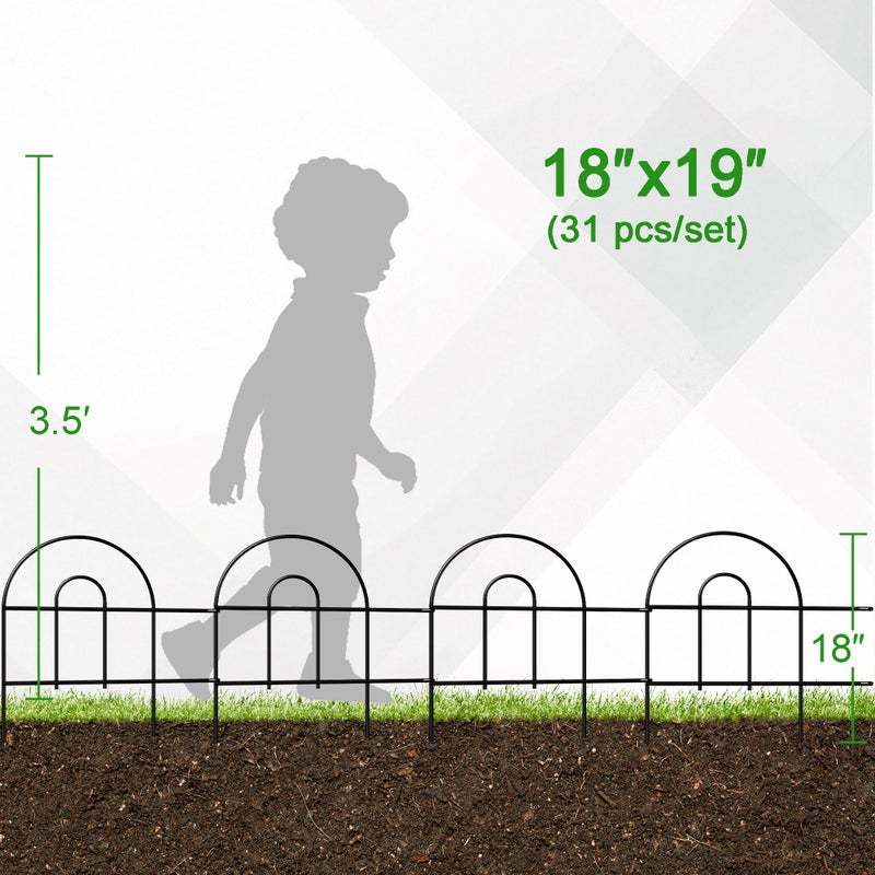 FOREHOGAR Decorative Black Garden Border Fence 18inX50ft Metal Wire Edging Flower Bed Folding Fences Panel Outdoor Garden Fencing Patio Edge Landscape for Yard - Image 4