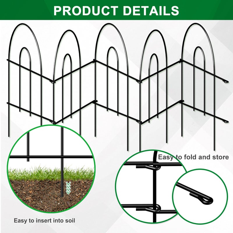 FOREHOGAR Decorative Black Garden Border Fence 18inX50ft Metal Wire Edging Flower Bed Folding Fences Panel Outdoor Garden Fencing Patio Edge Landscape for Yard - Image 5