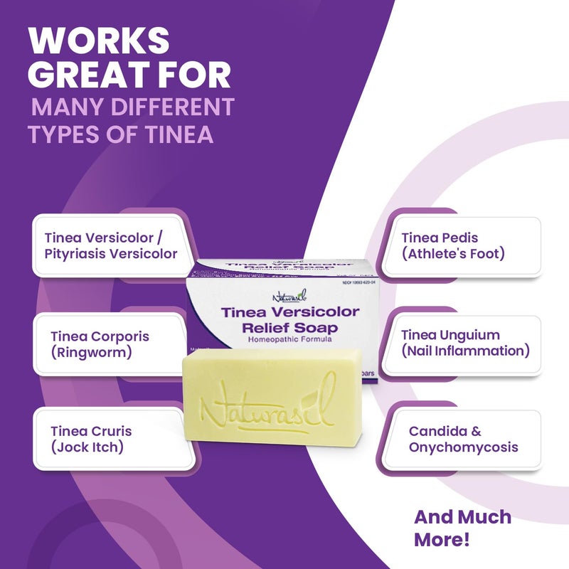 Naturasil Tinea Versicolor Treatment +2 Bars | Max-Strength 10x Soap | Antifungal Micronized Sulfur | Stops Pityriasis, Candida, Ringworm & Irritation | Fast Acting Adult & Kid Safe | 4 oz (2 Pack) - Image 3