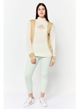 Adidas Women Sportswear Fit Long Sleeve Running Top, Beige  - Image 2