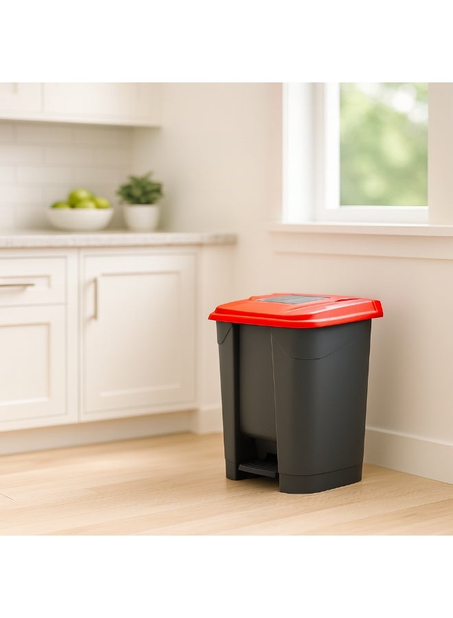 بلانيت سلة قمامة ببدّال قدم مع غطاء صندوق نفايات بلاستيكي متين، تحكّم بالروائح وتشغيل بدون لمس للمطبخ والمكتب والحمام | حجم كبير( Liter 30 ,احمر ) - Image 3