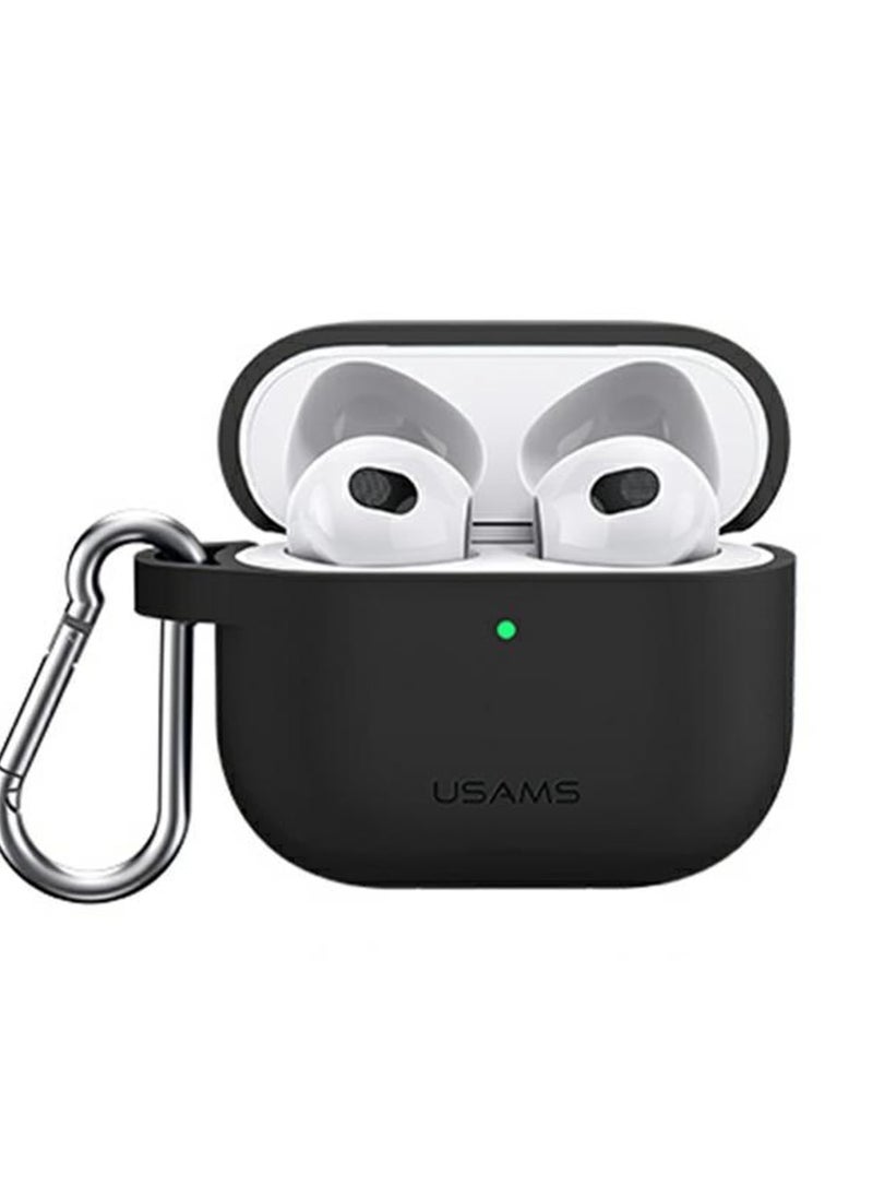 Usams - USAMS US-BH741 Silicone Protective Cover for Apple AirPods 3  Black - Image 1