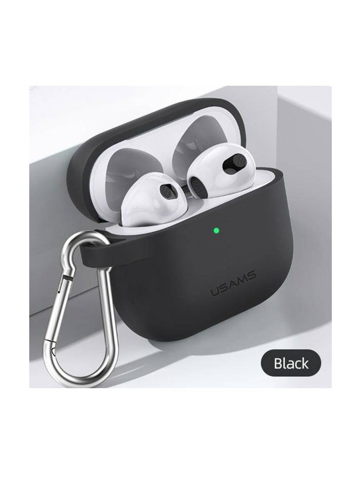 Usams - USAMS US-BH741 Silicone Protective Cover for Apple AirPods 3  Black - Image 1