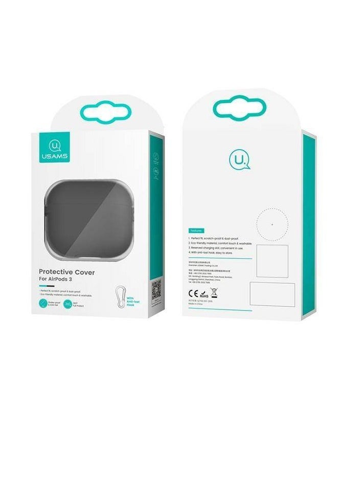 Usams - USAMS US-BH741 Silicone Protective Cover for Apple AirPods 3  Black - Image 1
